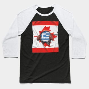 Greece Flag Canadian Flag Ripped - Gift for Greek From Greece Baseball T-Shirt